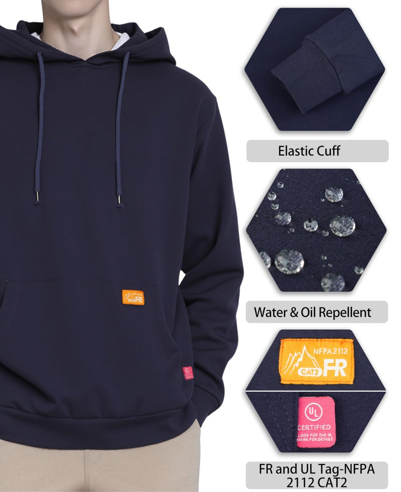 Titicaca FR Hoodie FR Sweatshirt Lightweight 7.5oz 100% C Pre-Washed Hooded Shirt Navy - Image 2